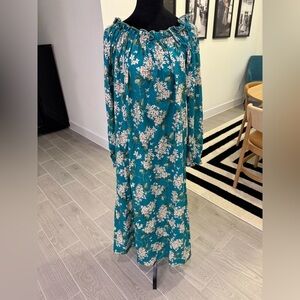 CASEY MARKS 100% Cotton Grace Dress Floral Print Size Large EUC